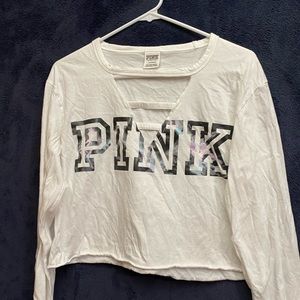 Pink Long sleeve cropped tshirt